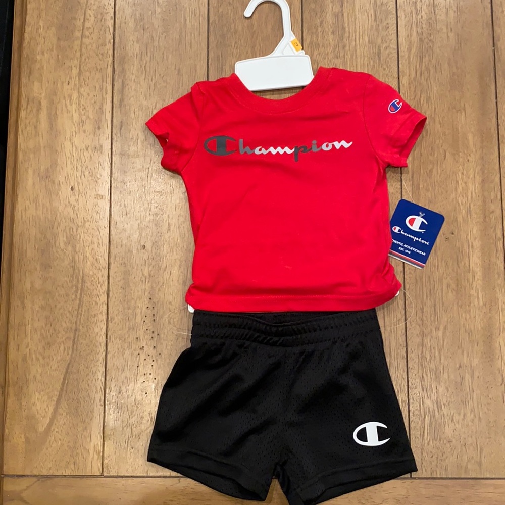 NWT Champion red and black athletic set for 12 month old baby boy